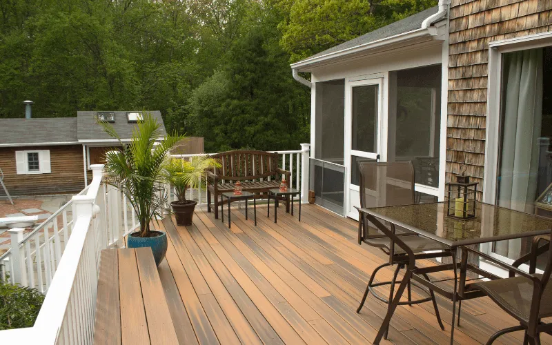 Composite deck with white railings